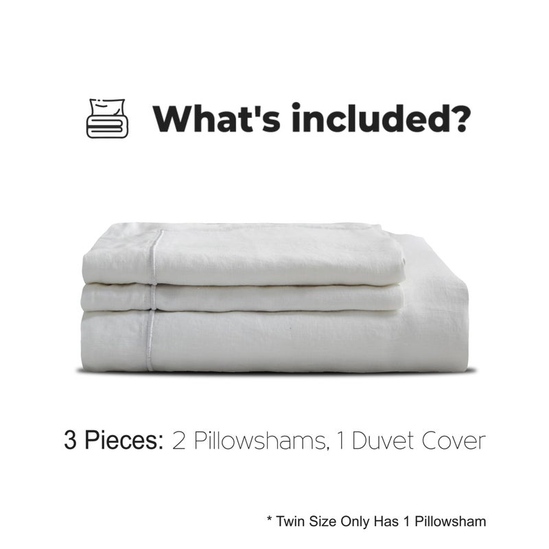 Simple&Opulence 100% Washed Linen Duvet Cover Set with Embroidered, 3 Pieces Soft Farmhouse Comforter Set with Button Closure,1 Duvet Cover and 2 Pillowshams(King,White) - Image 5